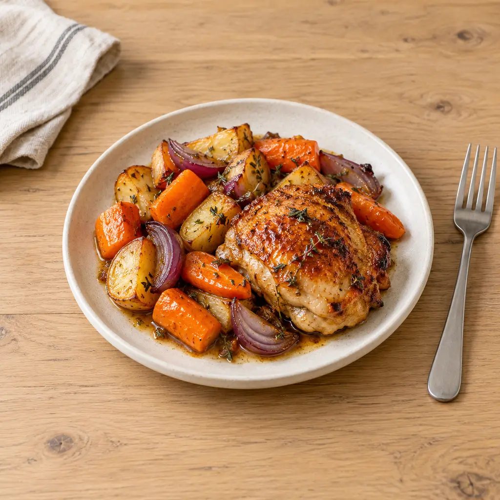 Hauts de cuisse miel-thym et carottes fondantes