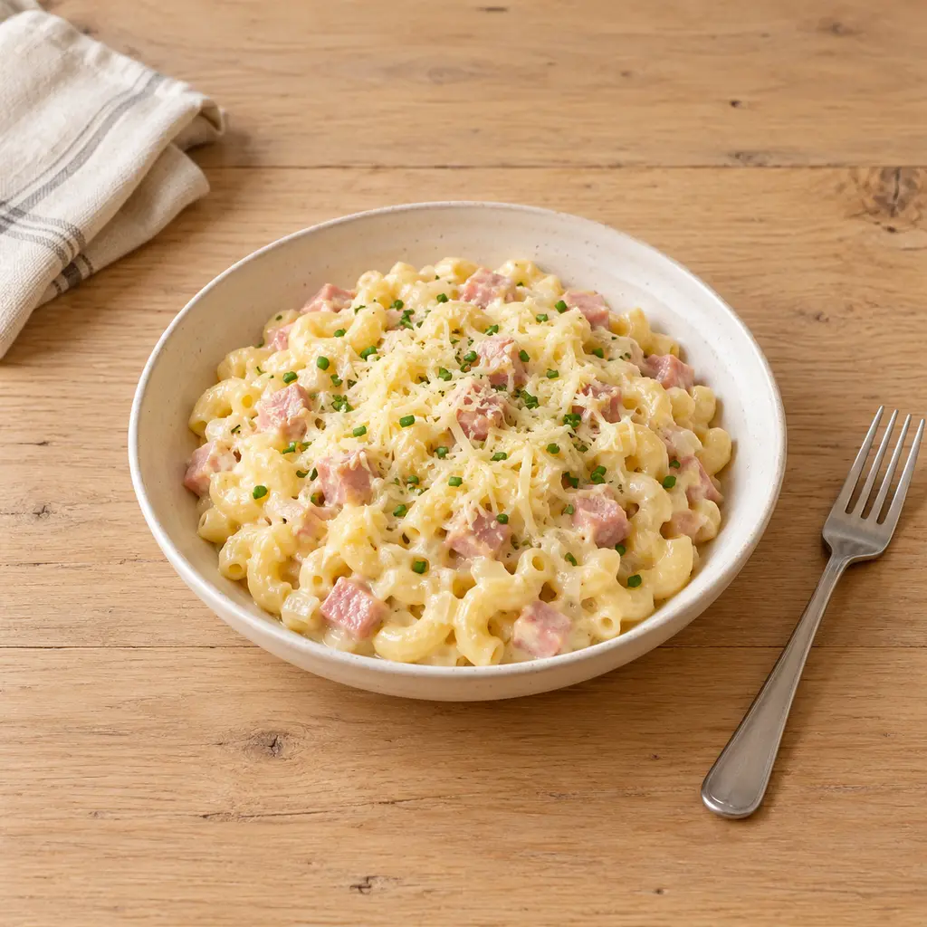 Coquillettes jambon-emmental cuites comme un risotto