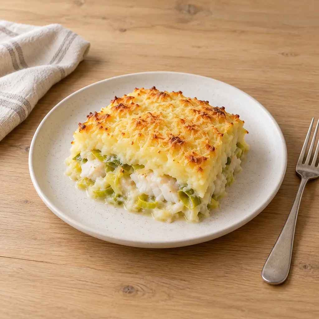 Parmentier de colin aux poireaux