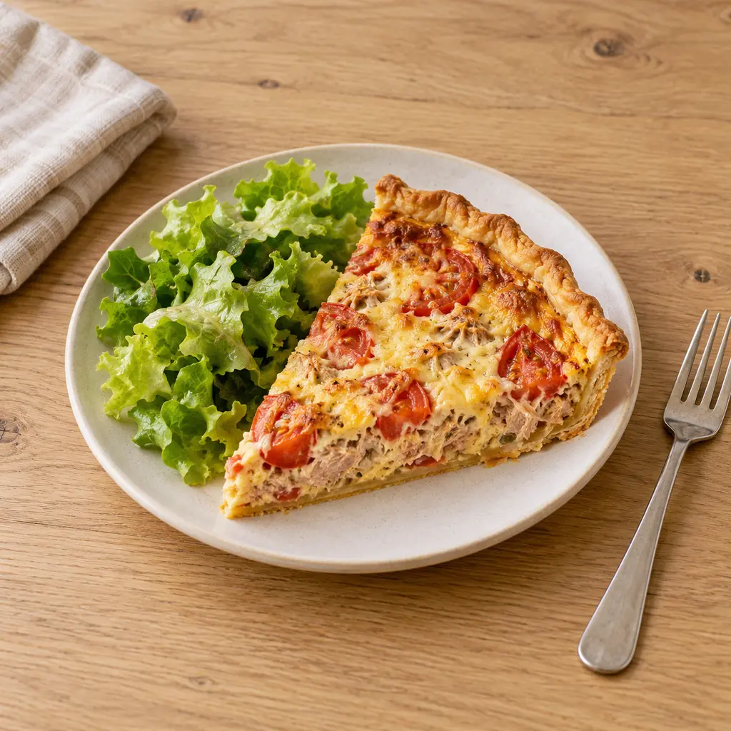 Quiche au thon, tomates et moutarde