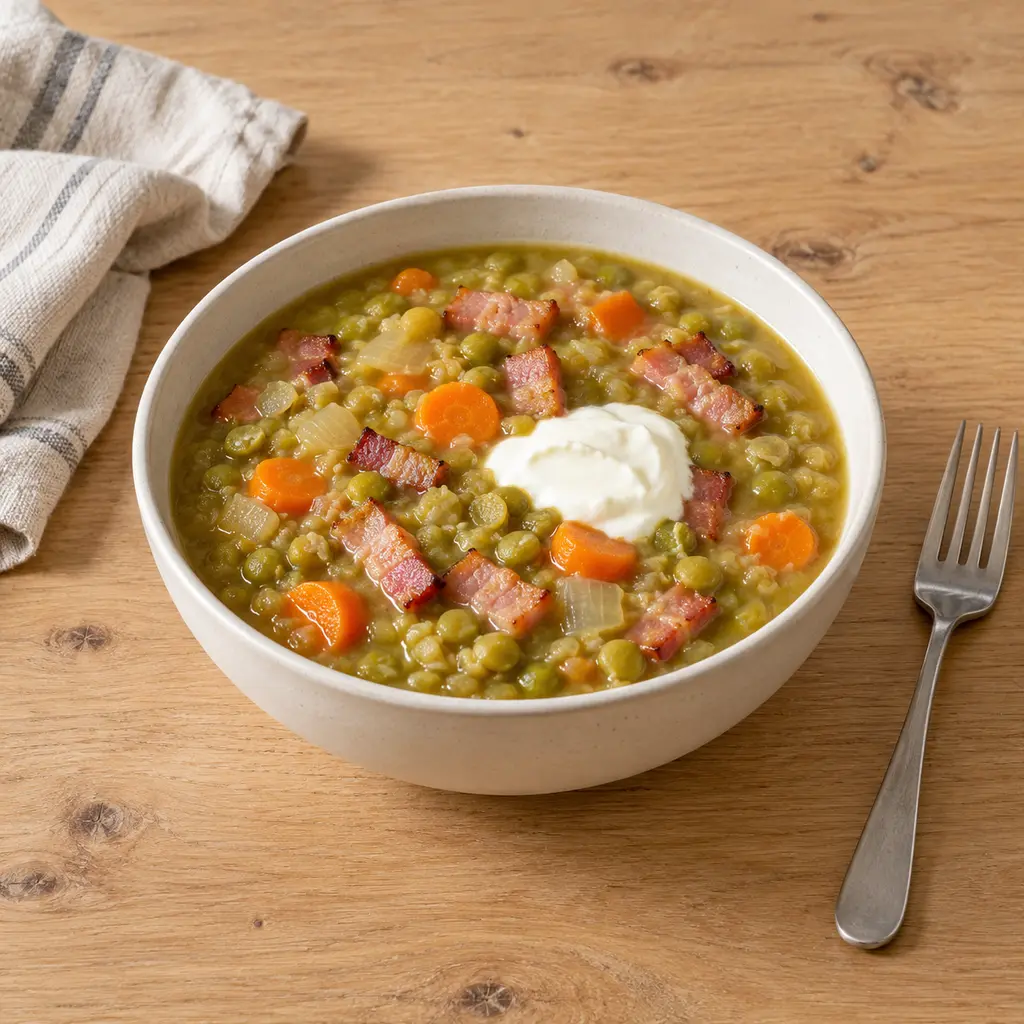 Soupe de pois cassés au lard fumé