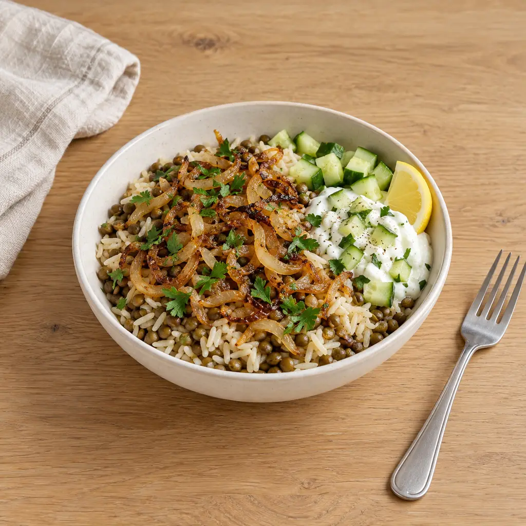 Lentilles et riz aux oignons caramélisés (mujadara)
