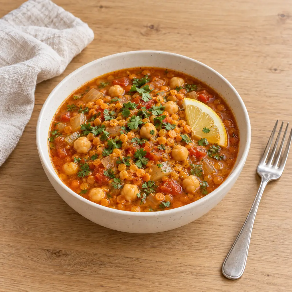 Harira express aux lentilles et pois chiches