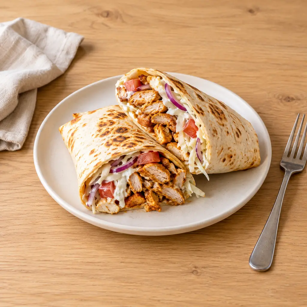 Shawarma de poulet au four en wraps