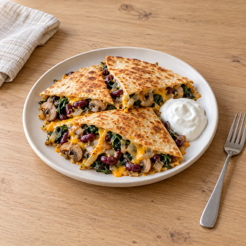 Quesadillas au four champignons-épinards