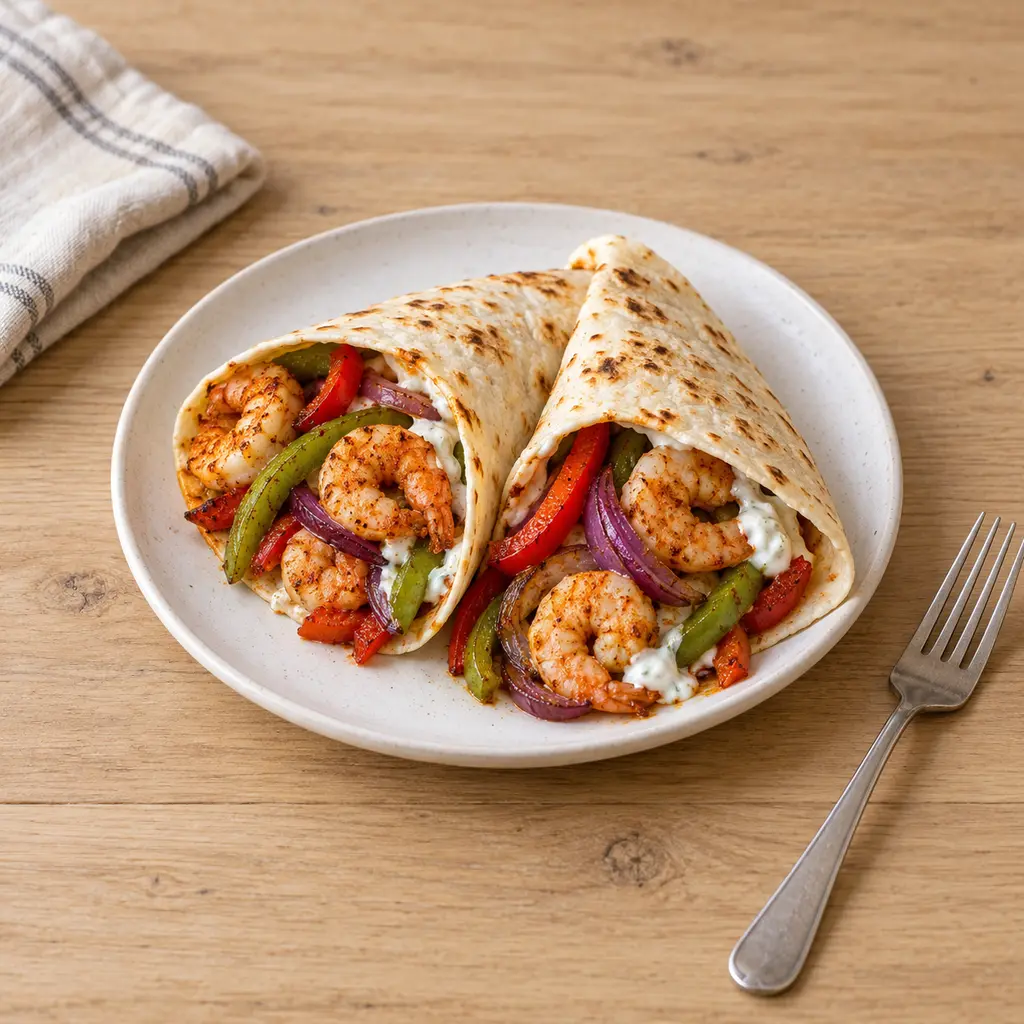 Fajitas de crevettes au four