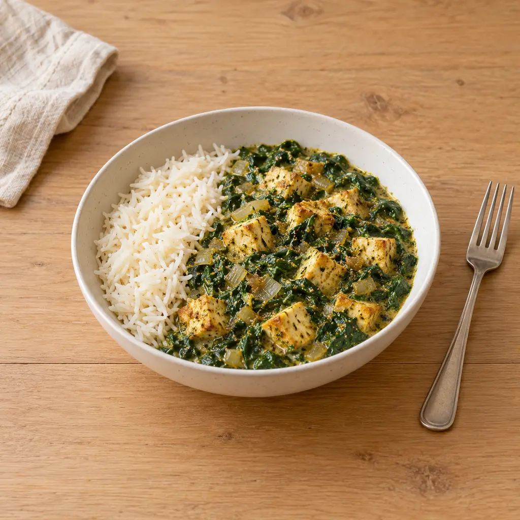 Épinards crémeux épicés au tofu (palak tofu)
