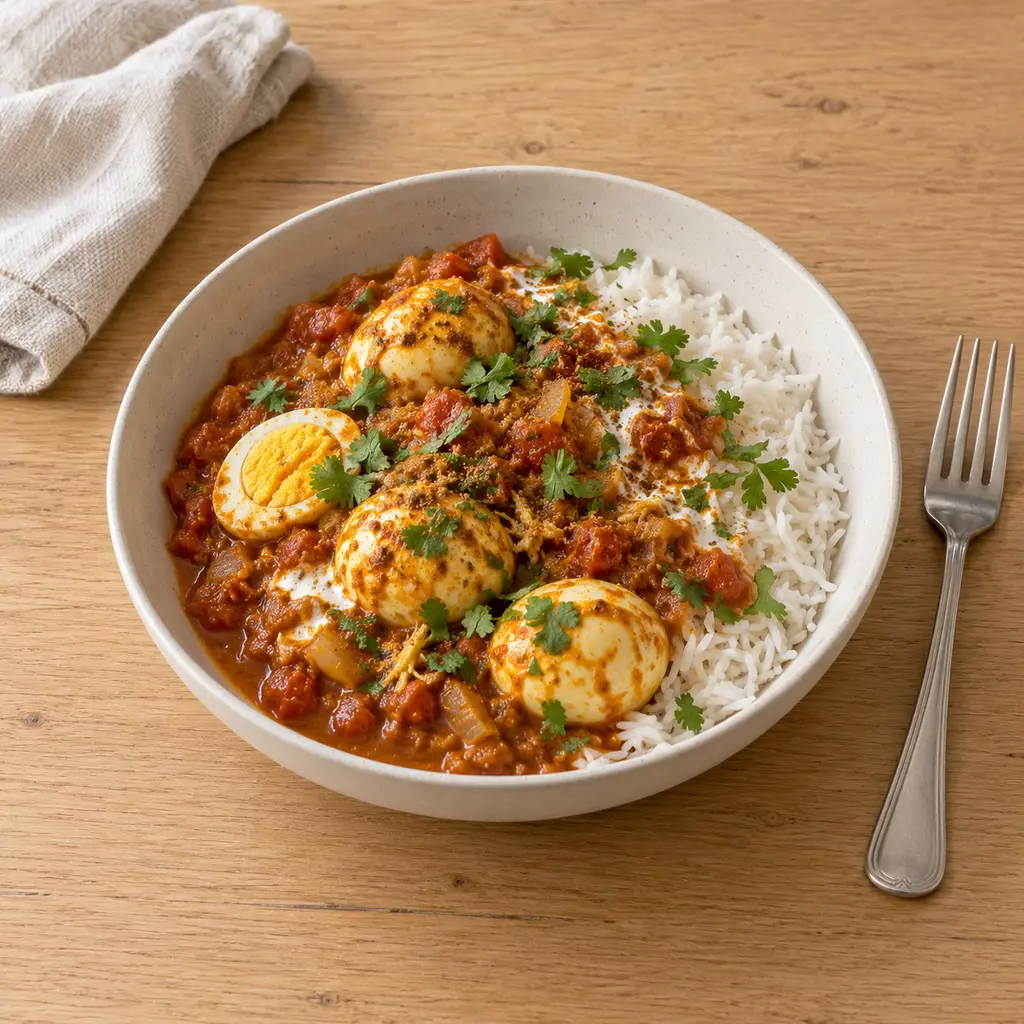 Curry d'oeufs durs à la tomate (anda curry)