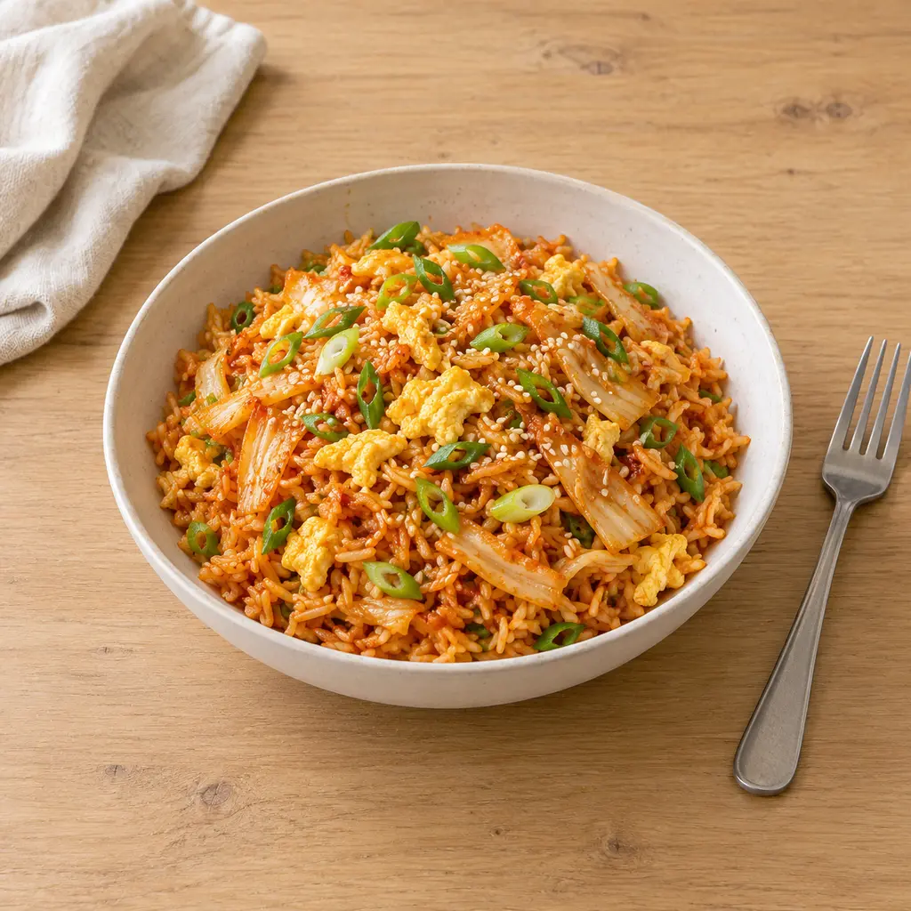 Riz sauté coréen au chou mariné et oeuf