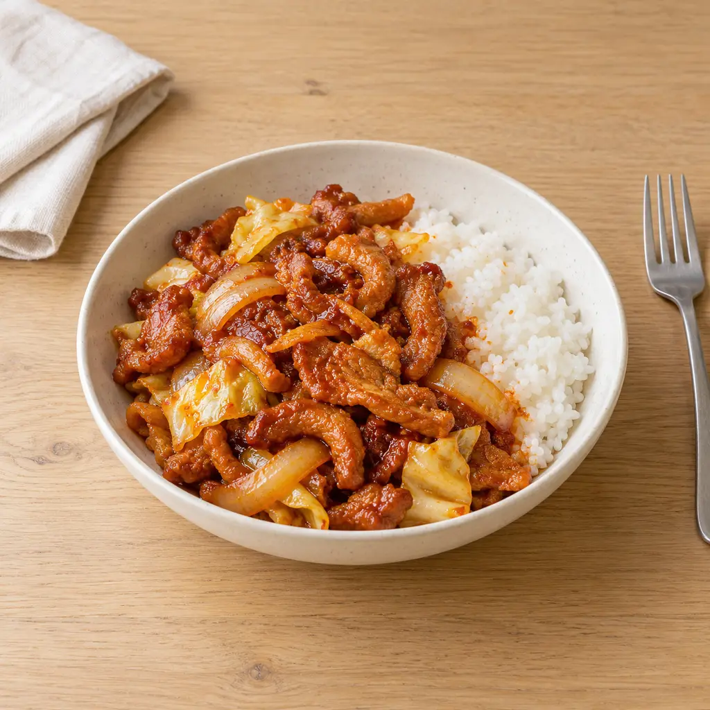 Porc sauté épicé à la coréenne (jeyuk bokkeum)