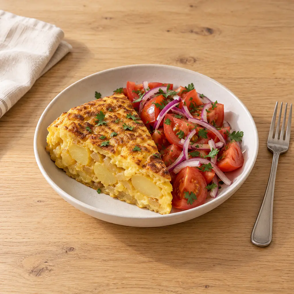 Tortilla española et salade de tomates