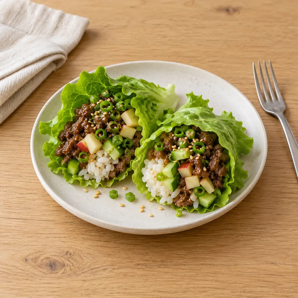 Ssam de boeuf façon bulgogi en feuilles de salade