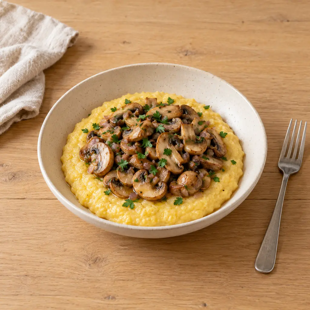 Polenta crémeuse aux champignons et au thym