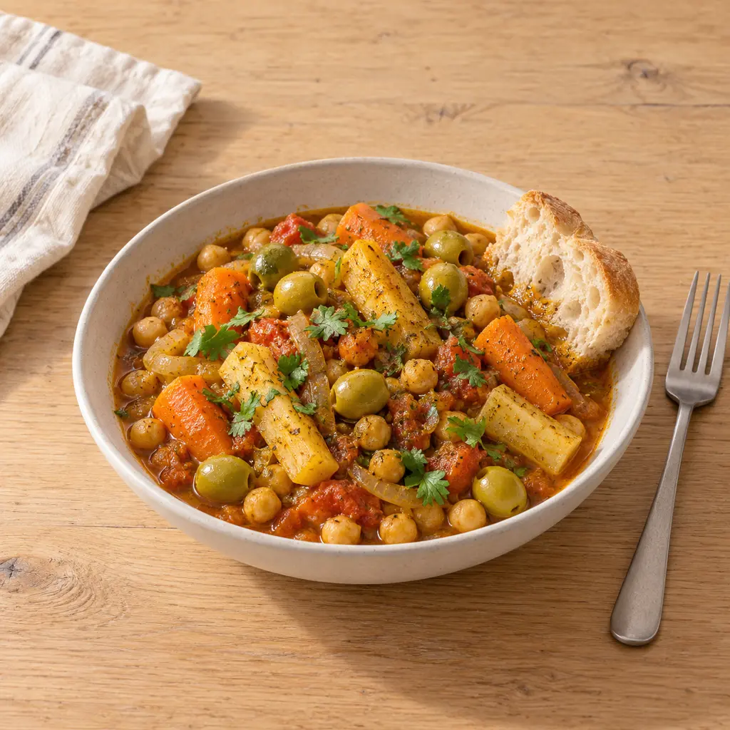 Tajine de pois chiches, carottes et panais au ras el hanout